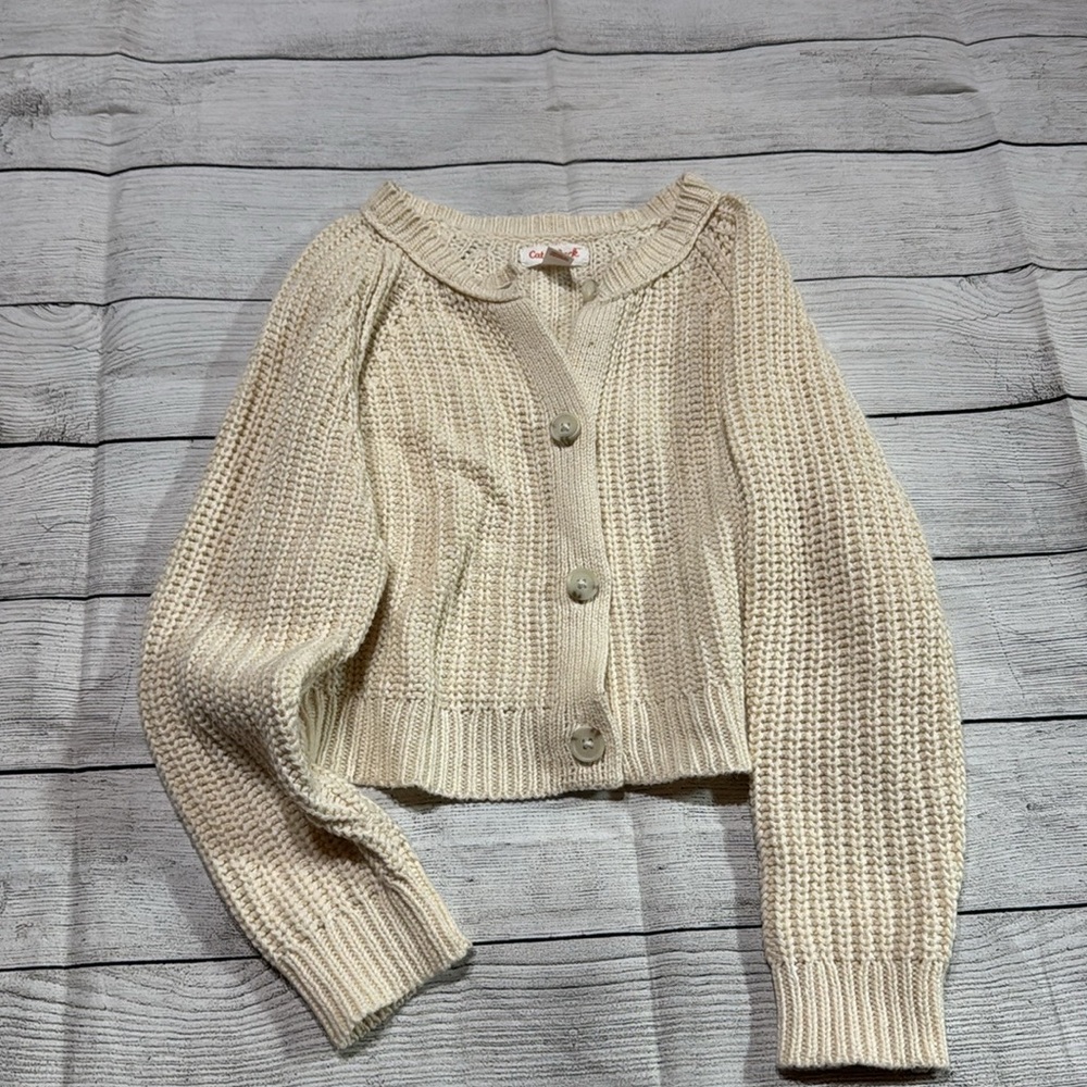 Cat & Jack Cream Chunky Knit Cardigan size 5T